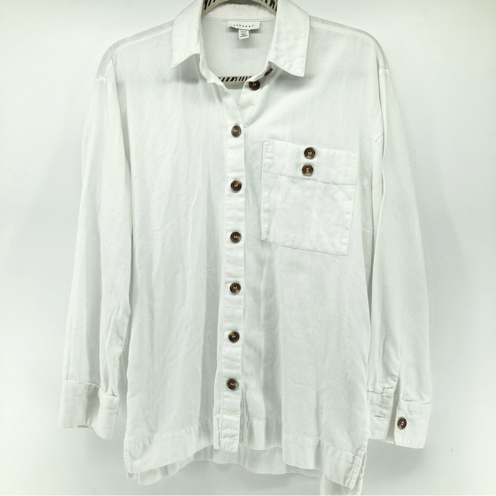 Topshop White Button Front Blouse